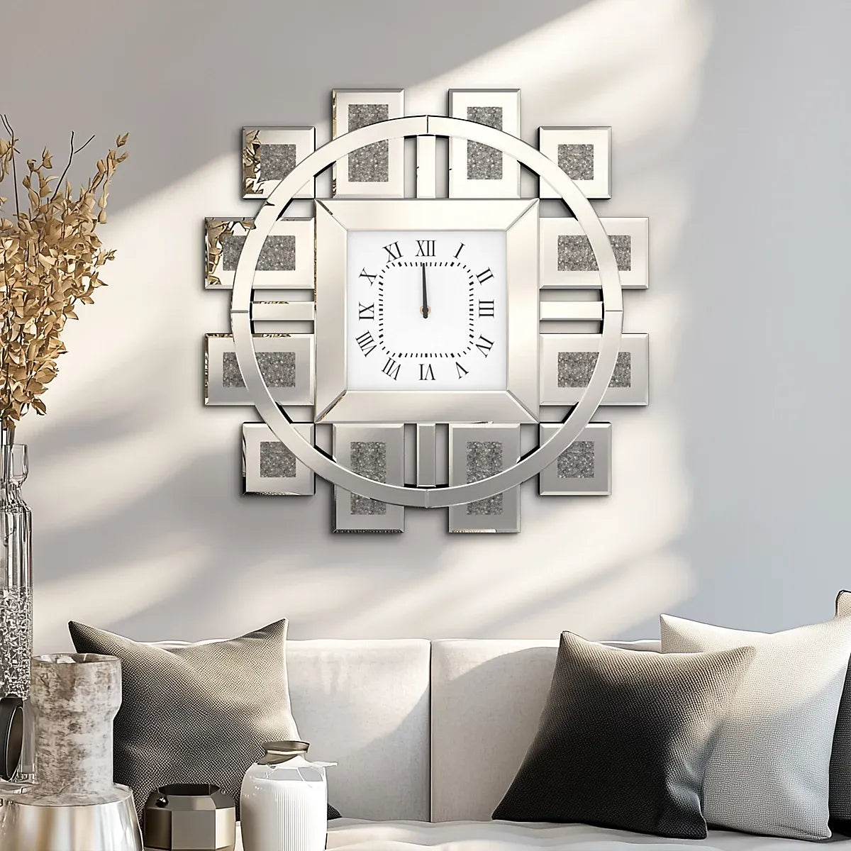 Artloge Crushed Diamond Inlay Wall Clock For Home Decor-Furniture Kingdom